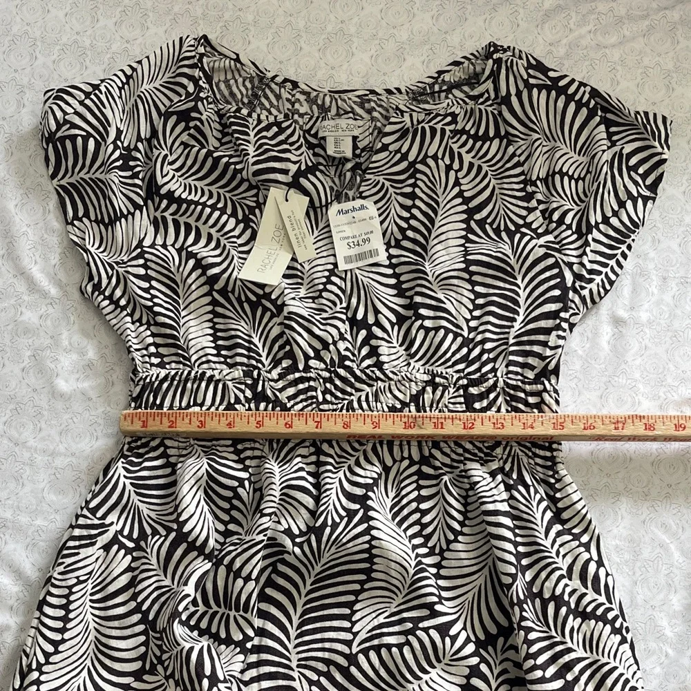NWT Rachel Zoe - Brown and White Leaf Print Dress - Picture 8 of 9